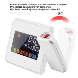 Ceas cu Proiectie si Termometru 8190 Alb