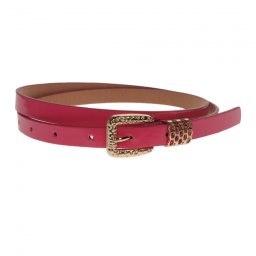 Curea dama, casual-eleganta, din piele ecologica, latime 1.3 cm, roz - CKD008