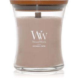 Woodwick Opulent Wood Patchouli Creme lumânare parfumată cu fitil din lemn 275 g
