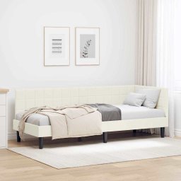 Cadru de pat coltar cu headboard Crem 80 x 200 cm Catifea GartenMobel Dekor