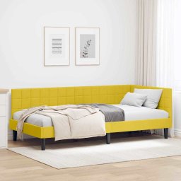 Cadru de pat coltar cu headboard Galben 90 x 190 cm Catifea GartenMobel Dekor