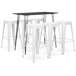 Set mobilier de bar, 7 piese, negru si alb GartenMobel Dekor