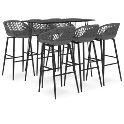 Set mobilier de bar, 7 piese, negru si gri GartenMobel Dekor