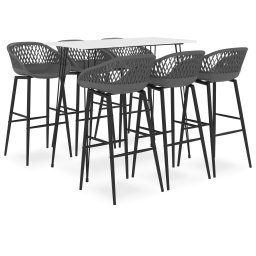 Set mobilier de bar, 7 piese, alb si gri GartenMobel Dekor