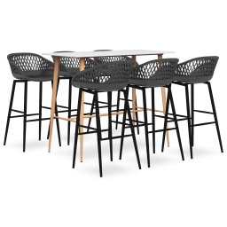 Set mobilier de bar, 7 piese, alb si gri GartenMobel Dekor