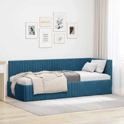 Cadru de pat coltar cu headboard albastru 80 x 200 cm Catifea GartenMobel Dekor