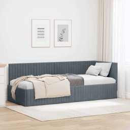 Cadru de pat coltar cu headboard Gri închis 80 x 200 cm Catifea GartenMobel Dekor