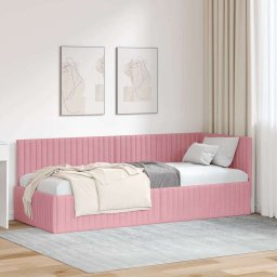 Cadru de pat coltar cu headboard Roz 80 x 200 cm Catifea GartenMobel Dekor