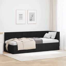 Cadru de pat coltar cu headboard Negru 80 x 200 cm Catifea GartenMobel Dekor