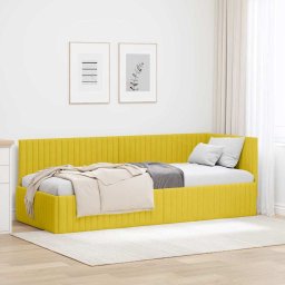 Cadru de pat coltar cu headboard Galben 80 x 200 cm Catifea GartenMobel Dekor