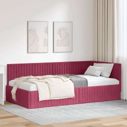 Cadru de pat coltar cu headboard bordo 100 x 200 cm Catifea GartenMobel Dekor