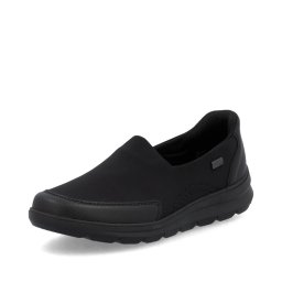 Pantofi impermeabili slip-on damă Rieker Z0054-00, negru, talpă joasă