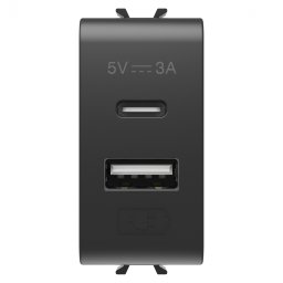 Priza USB tip A+C 1M 5V Gewiss Chorus negru GW12449