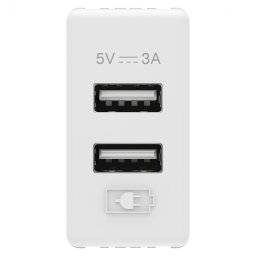 Priza USB tip A 1M alimentare dubla 5V 3A Gewiss System alb GW20362