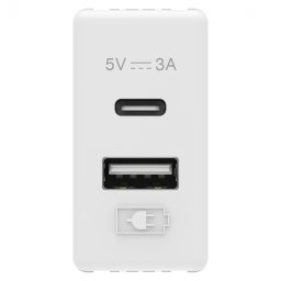 Priza USB tip A+C 1M 5V 3A Gewiss System alb GW20363