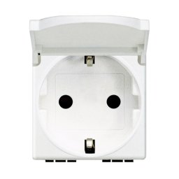 Priza schuko cu capac Living Light Bticino 2M alb N4141PW