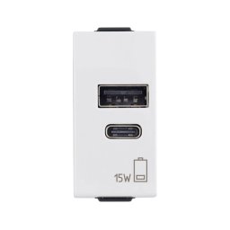 Priza USB tip A+C 1M 15W 5V Vimar Neve alb 09292.AC.15
