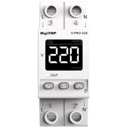 Releu de protectie tensiune monofazat 32A DigiTop V-PRO-32A