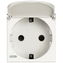 Priza schuko cu capac Axolute Bticino 2M iluminabila alb HD4141PW