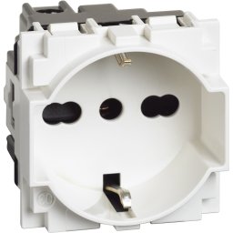 Priza schuko standard german italian 2M 16A Living Now Bticino alb KW4140A16