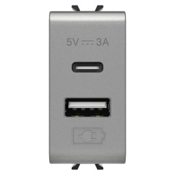 Priza USB tip A+C 1M 5V 3A Gewiss Chorus titan GW14449
