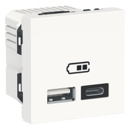 Priza USB tip A + C 2M 2.4A 12W Schneider Noua Unica alb NU301818