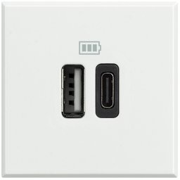Priza USB tip A+C dubla 5V 3000mA Axolute Bticino 2M alb HD4287C2