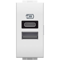 Priza USB 1M Tip A+C 5V 3000mA Living Light Bticino alb N4191AC