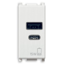 Priza USB A+C 1M 2.4A 5V Vimar Plana alb 14292.AC.15