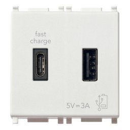 Priza USB tip A+ C 5V 3A 2M Vimar Plana alb 14295.AC