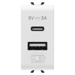Priza USB tip A+C 1M 5V Gewiss Chorus alb satinat MAT GW15449