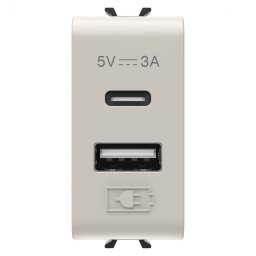 Priza USB tip A+C 1M 5V Gewiss Chorus bej satinat MAT GW13449