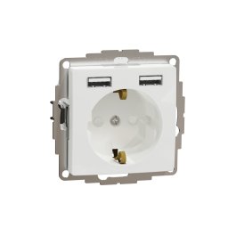 Priza simpla schuko cu USB tip A+A si protectie copii Schneider Sedna alb SDD111052