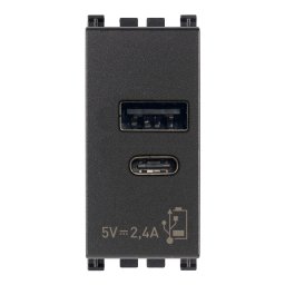Priza USB tip A+C 5V 2,4A 1M Vimar Arke gri antracit 19292.AC