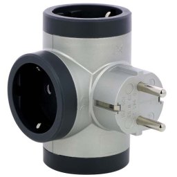 Bloc priza tripla iesire laterala standard 2P+T 16A aluminiu-gri inchis Legrand 694523