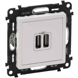 Priza USB tip A dubla 5V 1500mA Legrand Valena Life alb 753112