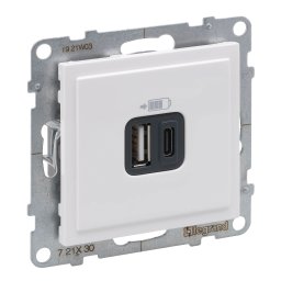 Priza USB tip A+C 5V Legrand Suno alb 721130