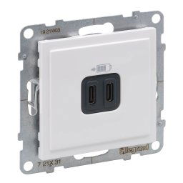 Priza USB tip C dubla 5V 15W Legrand Suno alb 721131