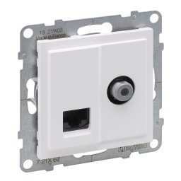 Priza TV de capat tip F + RJ45 UTP CAT6 Legrand Suno alb 721162