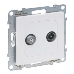 Priza TV-SAT tata si tip F Legrand Suno alb 721171