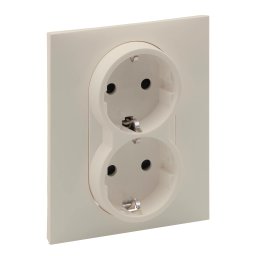 Priza schuko dubla 2X2P+T protectie copii Legrand Suno ivoar 721226