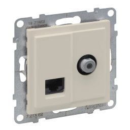 Priza TV de capat tip F + RJ45 UTP CAT6 Legrand Suno ivoar 721262