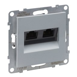 Priza dubla RJ45 UTP CAT5E Legrand Suno aluminiu 721351