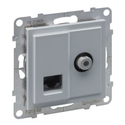 Priza TV de capat tip F + RJ45 UTP CAT6 Legrand Suno aluminiu 721362