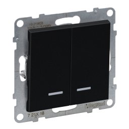 Intrerupator cap scara dublu cu led Legrand Suno negru 721418