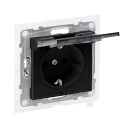 Priza schuko simpla cu capac 2P+T IP44 Legrand Suno negru 721423