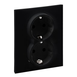 Priza schuko dubla 2X2P+T protectie copii Legrand Suno negru 721426
