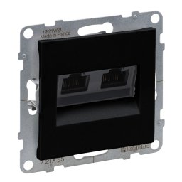 Priza dubla RJ45 STP CAT6A Legrand Suno negru 721455
