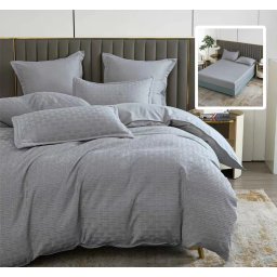 Lenjerie de pat natur uni stripe 6 piese cu husa (gri)