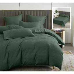 Lenjerie de pat natur uni stripe 6 piese cu cearsaf (antracit)